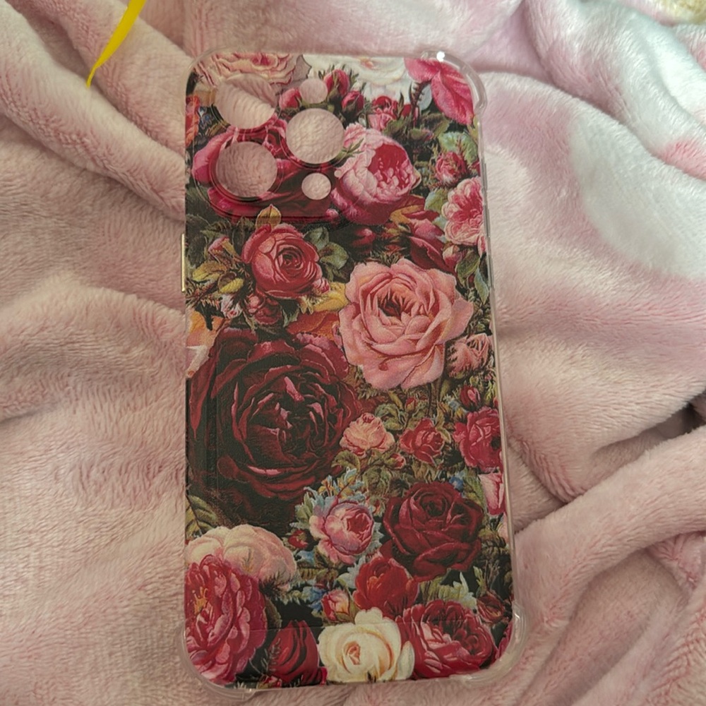 NWOT iPhone 15 Pro Max Colorful Peonies Hard Shell Clear Case